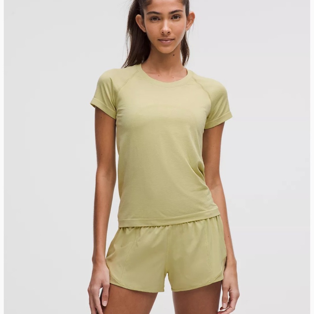 Lululemon swiftly short sleeve Dew green edamame waist race length shirt 10
